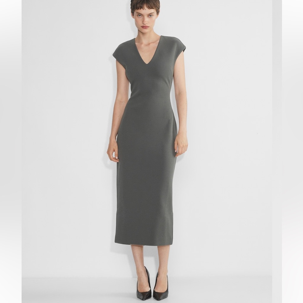 NWT Babaton Press Dress Coal Grey Midi Dress size XS